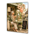 Personalised 60th Birthday Card - Woman Enjoying Afternoon Tea at a Cafe