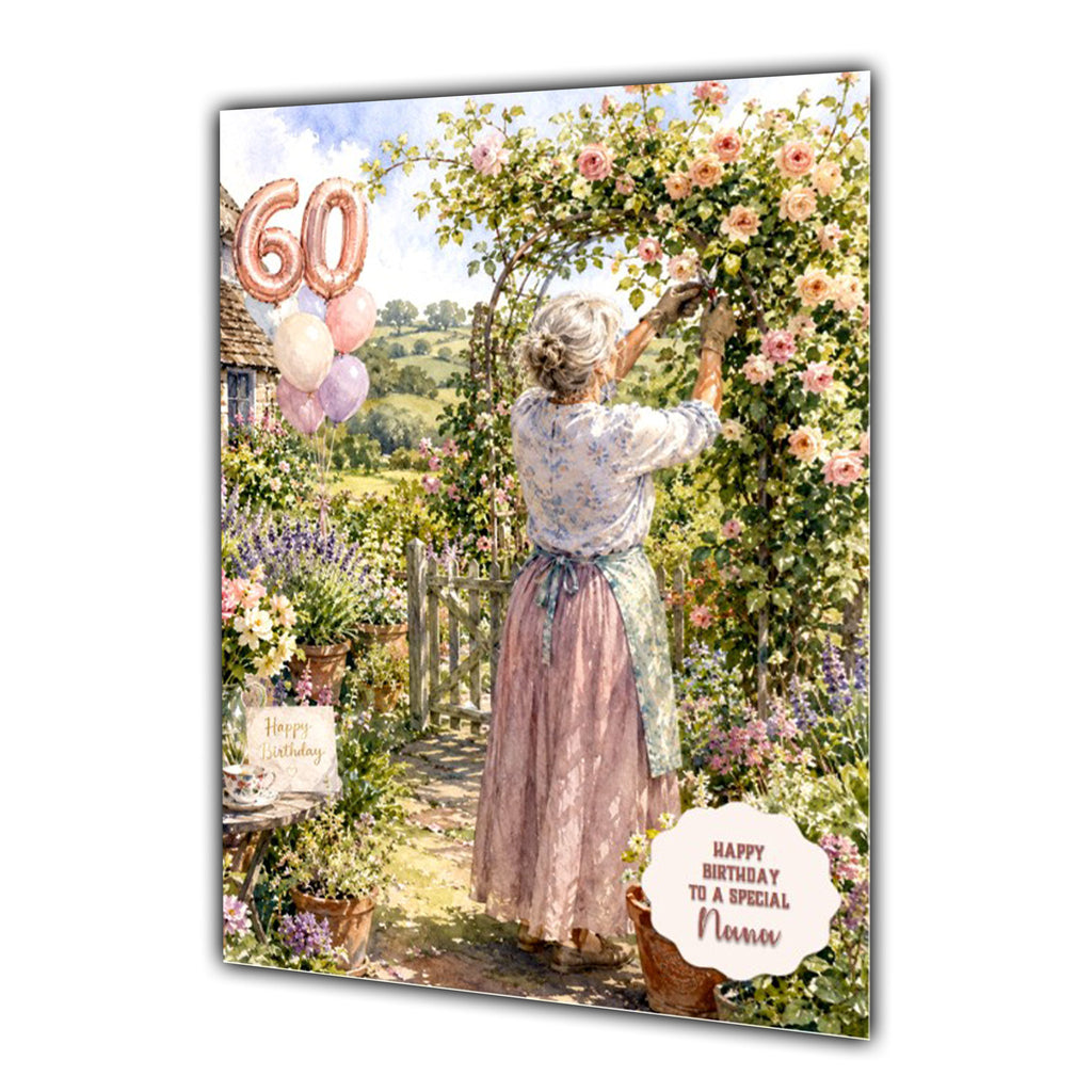60th Birthday Card Women Mum Nana Auntie Sister Gardening Wife A5 Size