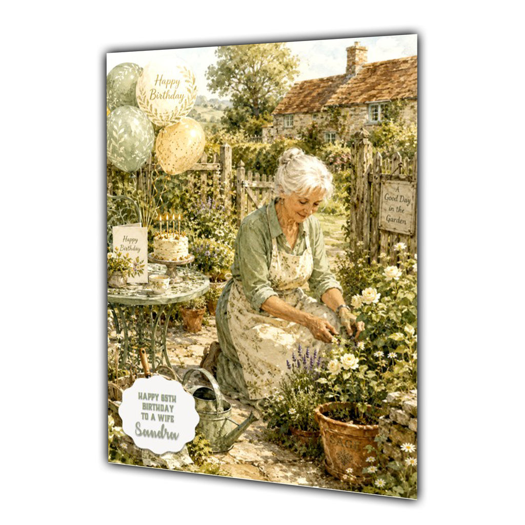 Personalised Birthday Card - Woman Gardening