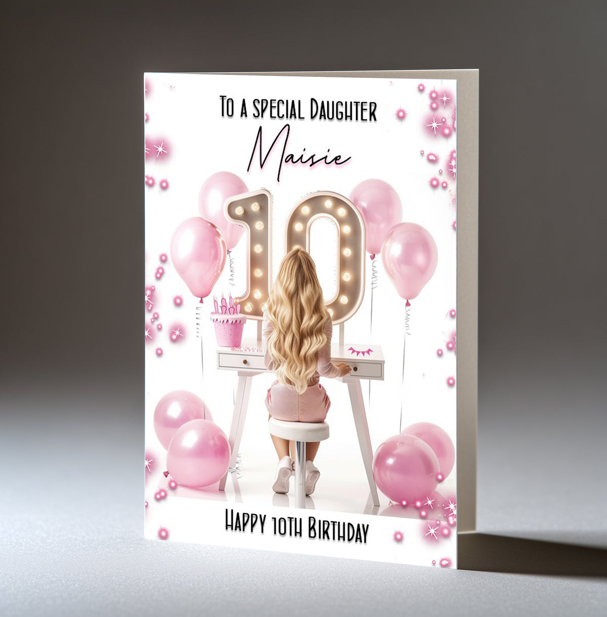 Personalised 10th Birthday Card for Girls - Dressing Table, Design 19