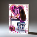 Personalised 11th Birthday Card for Girls - Dressing Table, Design 8