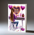 Personalised 11th Birthday Card for Girls - Dressing Table, Design 10