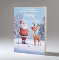 Personalised Christmas Card For Grandson, Son, Nephew, Brother, Friend, Santa and Rudolph Playing Golf