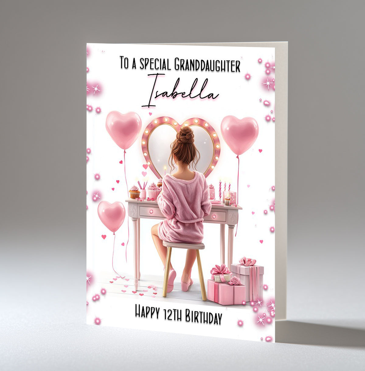 Personalised 12th Birthday Card for Girls - Dressing Table, Design 9