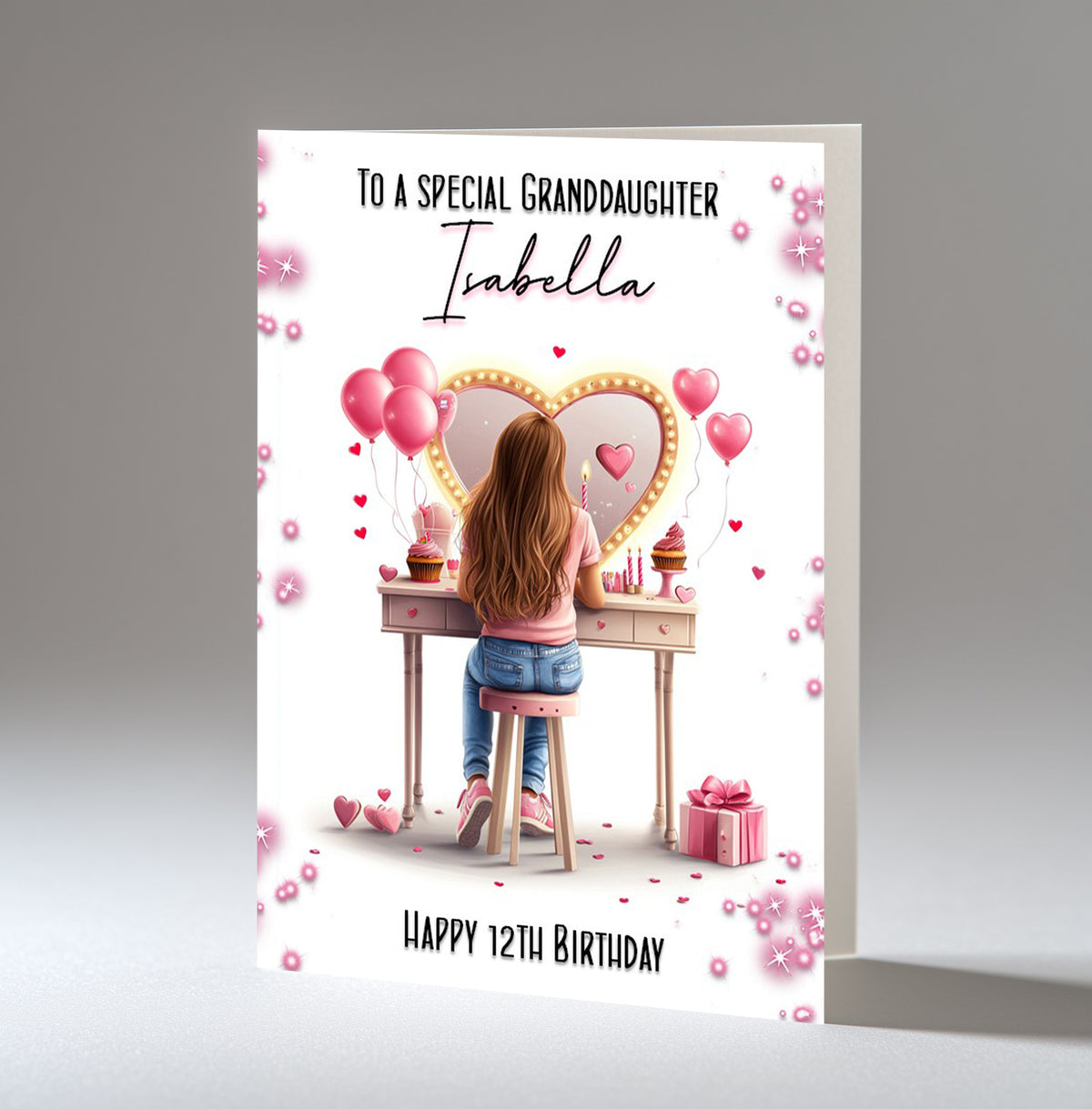 Personalised 12th Birthday Card for Girls - Dressing Table, Design 10