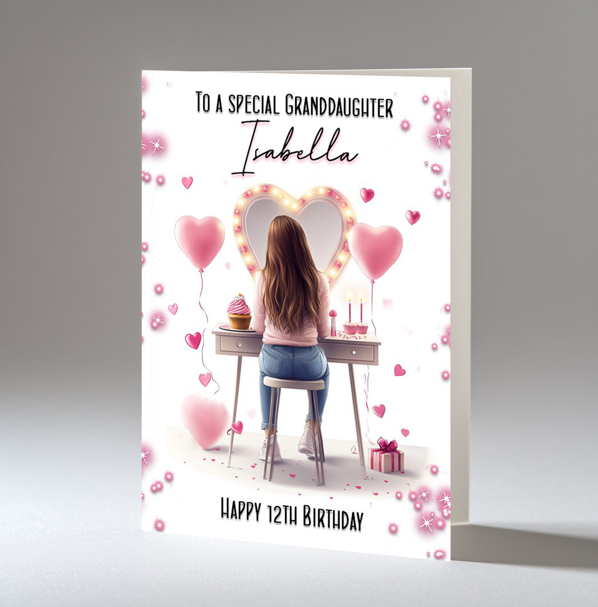 Personalised 12th Birthday Card for Girls - Dressing Table, Design 12