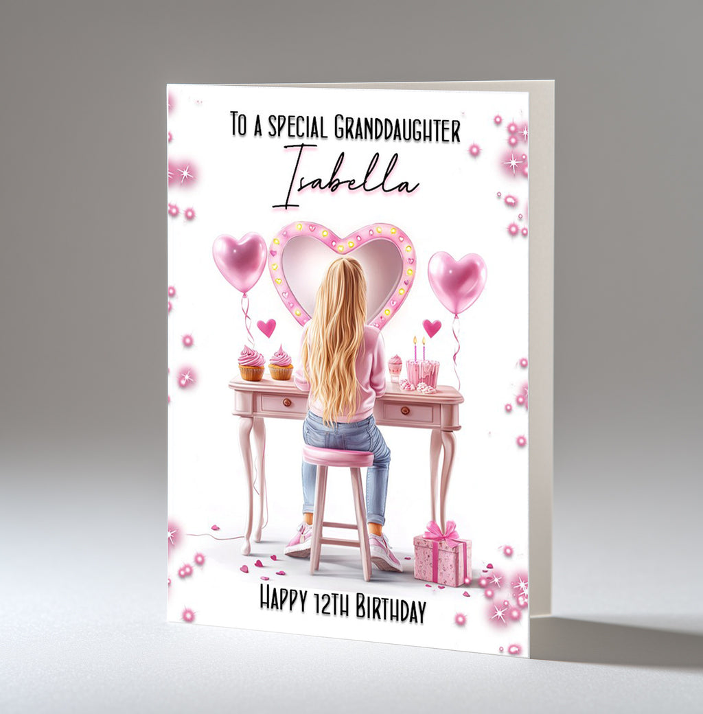 Personalised 12th Birthday Card for Girls - Dressing Table, Design 19