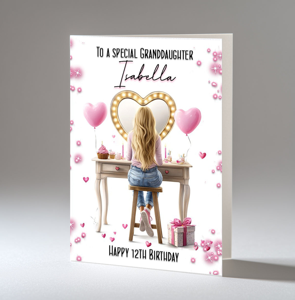 Personalised 12th Birthday Card for Girls - Dressing Table, Design 20