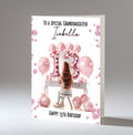 Personalised 13th Birthday Card - Girl at a Dressing Table with Number Lights