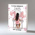 Personalised 14th Birthday Card for Girls - Dressing Table, Design 6