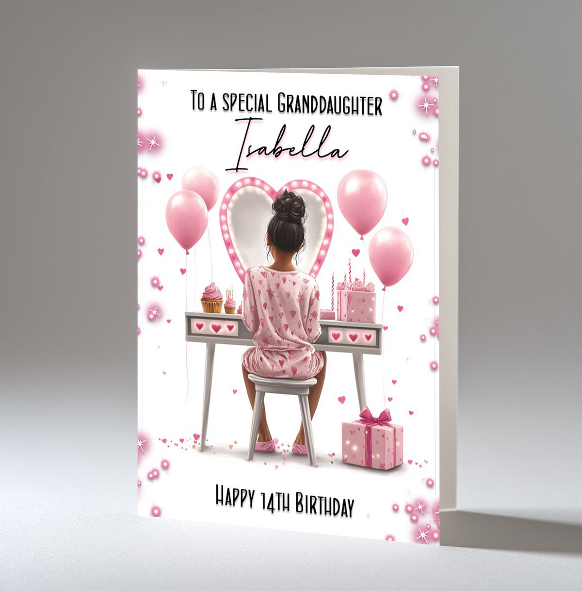 Personalised 14th Birthday Card for Girls - Dressing Table, Design 15