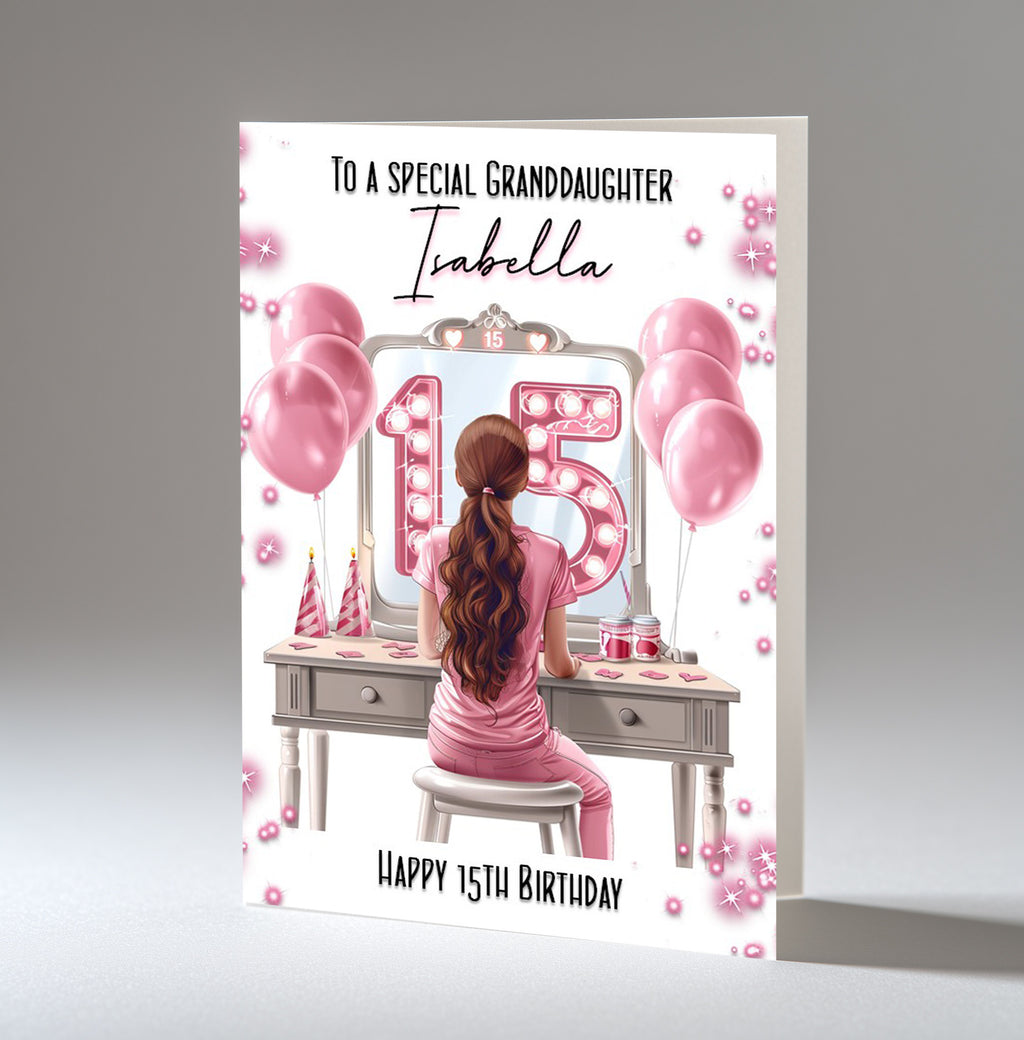 Personalised 15th Birthday Card for Girls - Dressing Table, Design 5