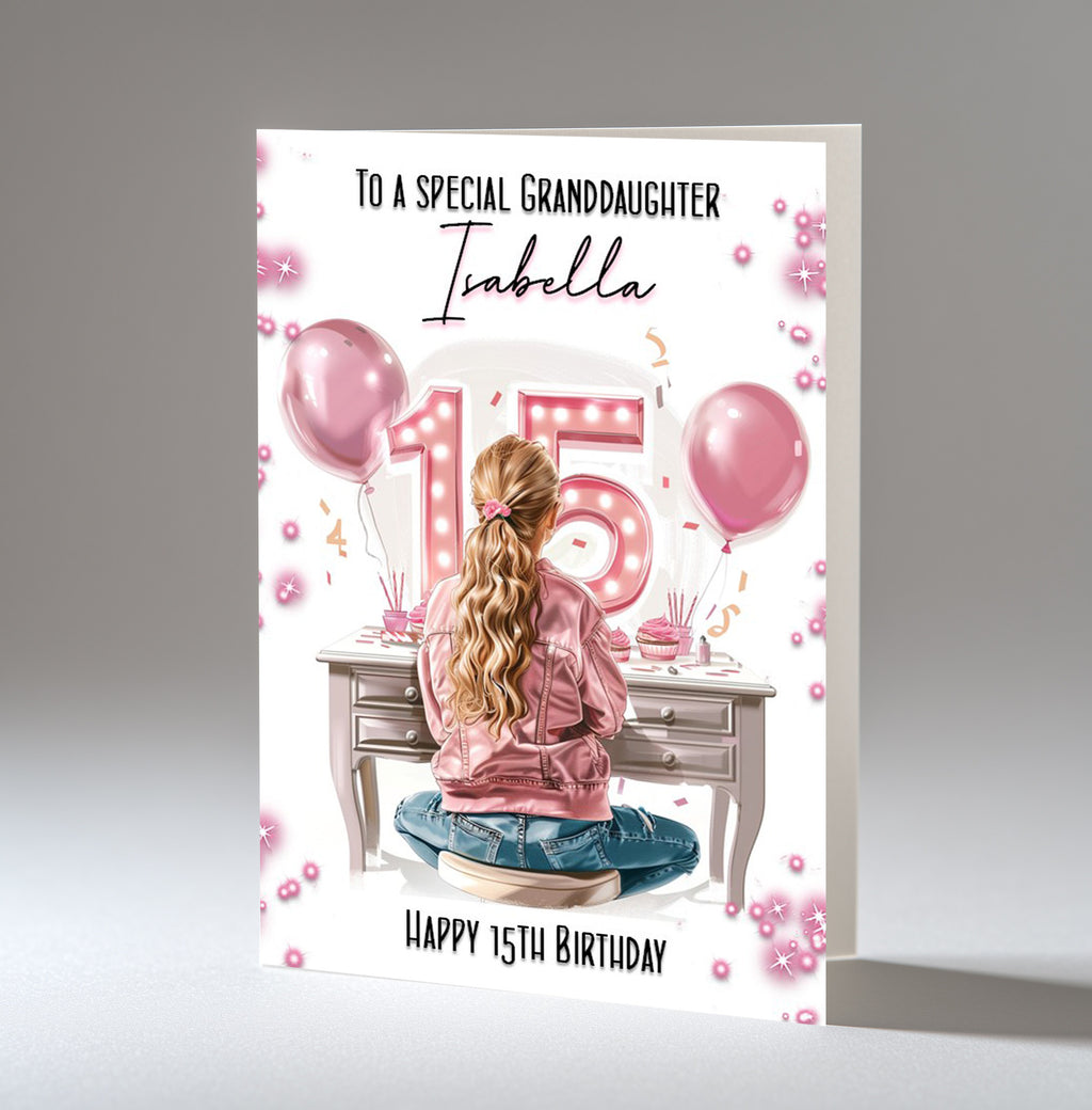 Personalised 15th Birthday Card for Girls - Dressing Table, Design 17