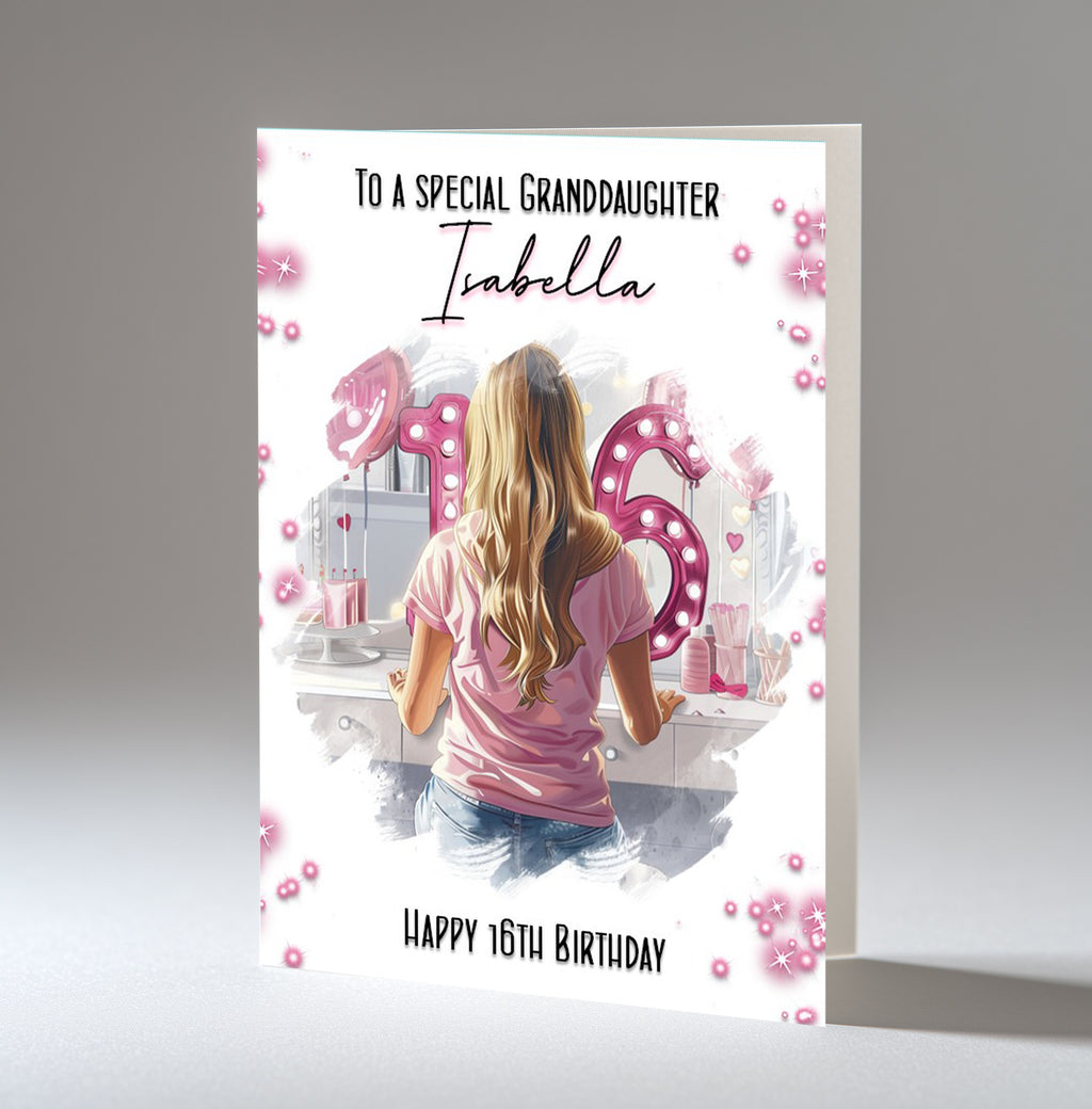 Personalised 16th Birthday Card for Girls - Dressing Table, Design 3