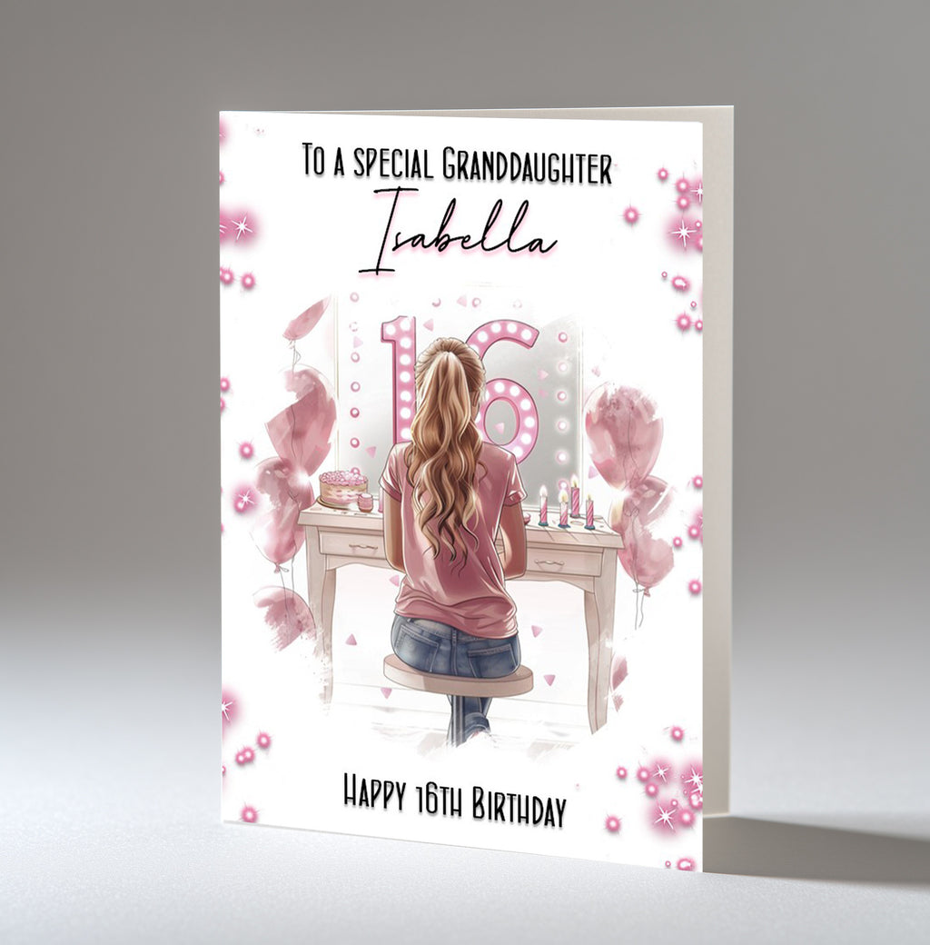 Personalised 16th Birthday Card for Girls - Dressing Table, Design 6