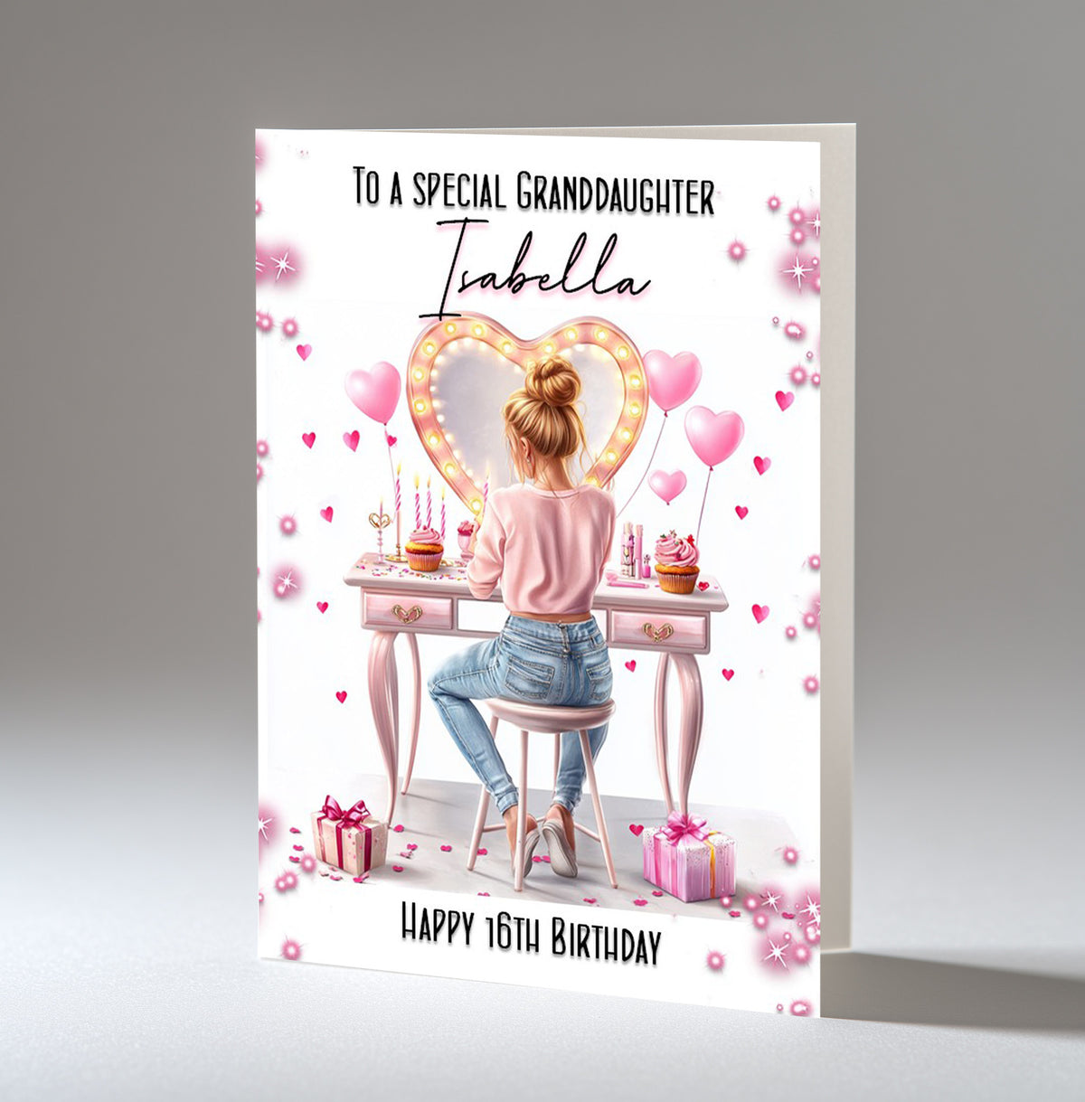 Personalised 16th Birthday Card for Girls - Dressing Table, Design 8