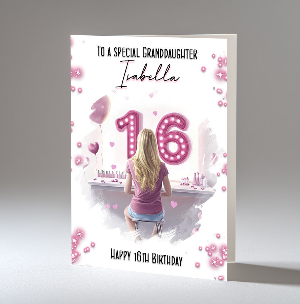 Personalised 16th Birthday Card for Girls - Dressing Table, Design 10