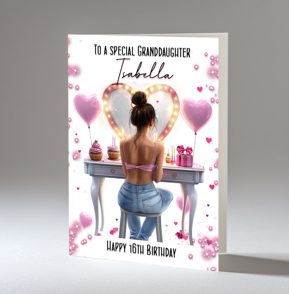 Personalised 16th Birthday Card for Girls - Dressing Table, Design 13