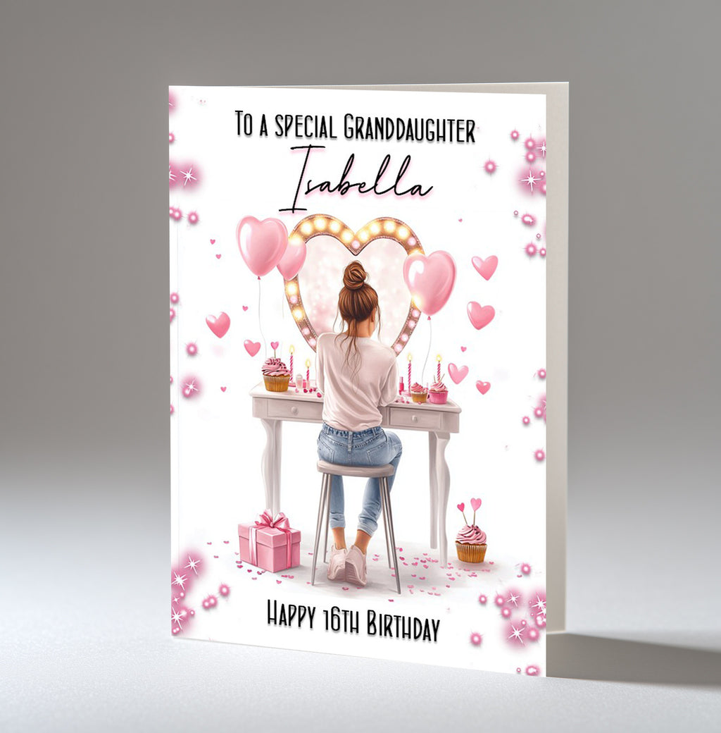 Personalised 16th Birthday Card for Girls - Dressing Table, Design 14