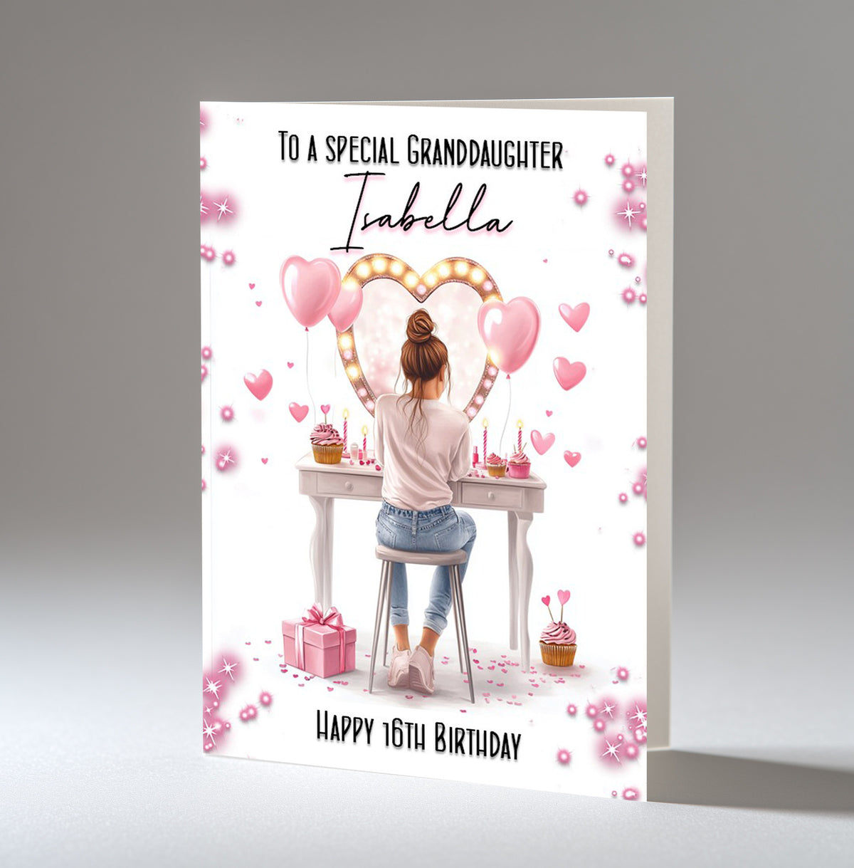 Personalised 16th Birthday Card for Girls - Dressing Table, Design 14