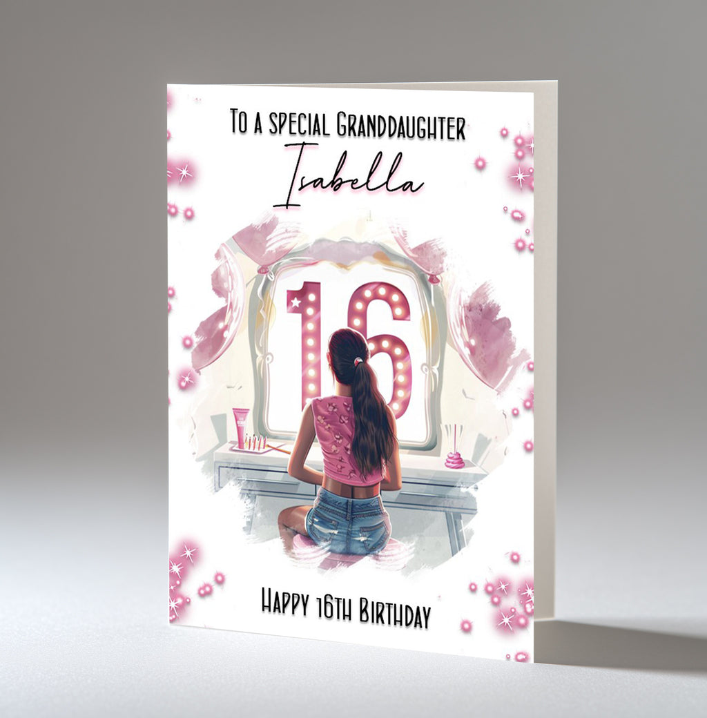 Personalised 16th Birthday Card for Girls - Dressing Table, Design 17