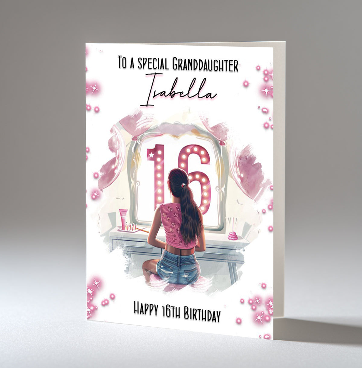Personalised 16th Birthday Card for Girls - Dressing Table, Design 17