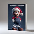 Personalised Christmas Card - Mario in a Santa Hat