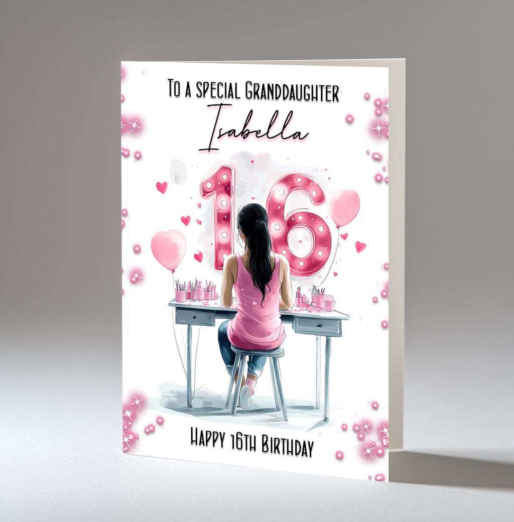 Personalised 16th Birthday Card for Girls - Dressing Table, Design 21