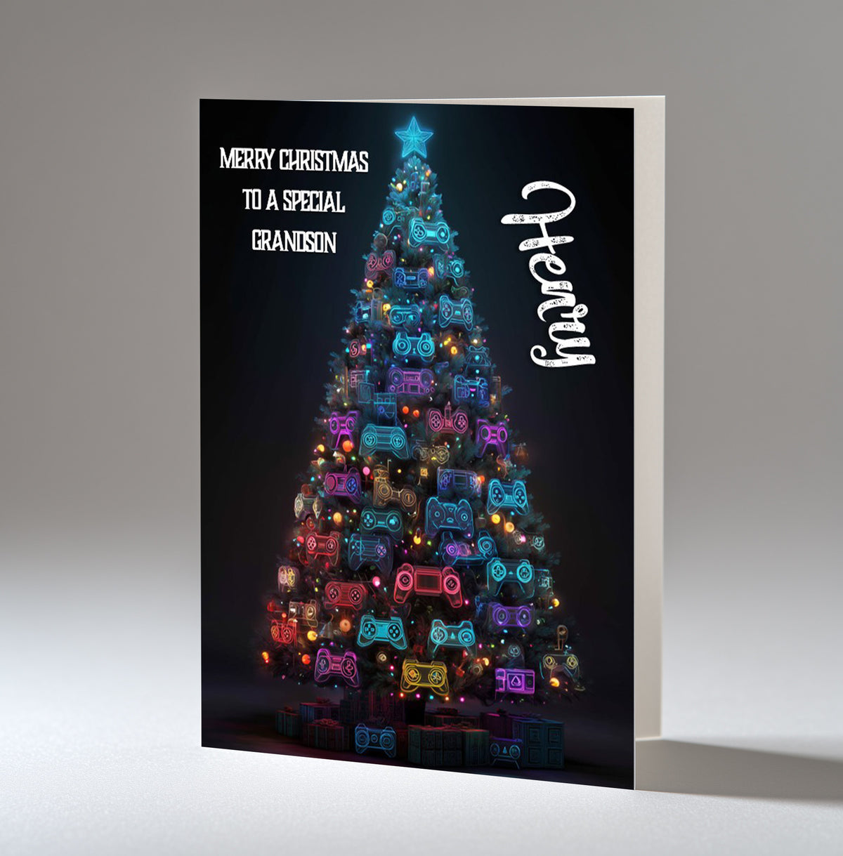 Personalised Christmas Card For Grandson, Son, Nephew, Brother, Friend, Gaming, Gamer