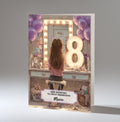 8th Birthday Card Girl, Granddaughter, Daughter, Niece, Brown Hair A5 Size