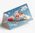 Personalised Christmas Card For Grandson, Granddaughter, Son, Daughter, Nephew, Niece, Brother, Friend, Rocket Santa