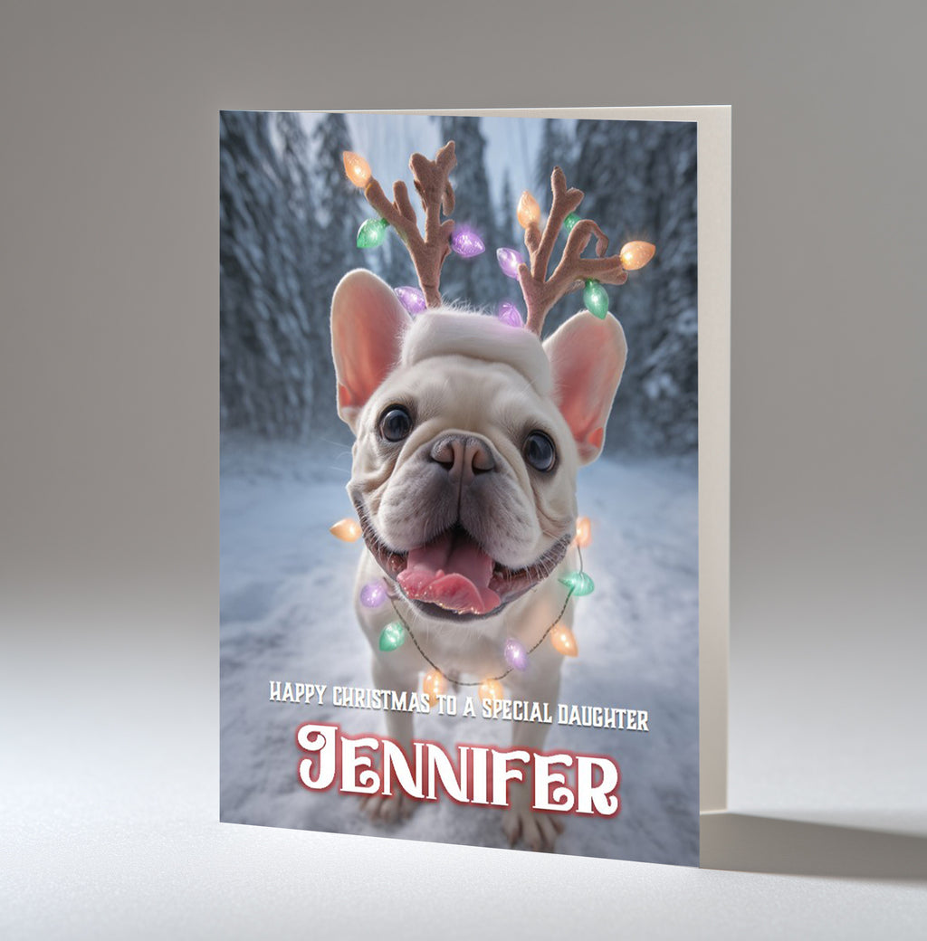 Personalised Christmas Card For Mum, Dad, Nanna, Granddaughter, Daughter, Niece, Friend, French Bulldog, Frenchie