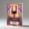 9th Birthday Card For Girls, Daughter, Granddaughter, Niece, Black Hair, A5 Size,