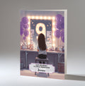 9th Birthday Card For Girls, Granddaughter, Niece, Daughter, Friend, Teenager, Personalised, Dressing Table, Black Hair, A5 in size,