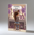 10th Birthday Card For Girls, Daughter, Granddaughter, Niece, Brown Hair, A5 Size,