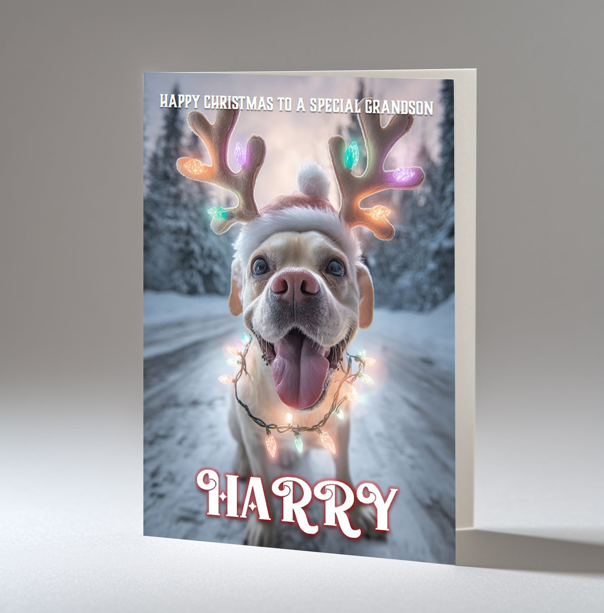 Personalised Christmas Card For Mum, Dad, Nanna, Granddaughter, Daughter, Niece, Friend, Labrador