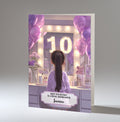 10th Birthday Card Girl, Granddaughter, Daughter, Niece, Black Hair A5 Size