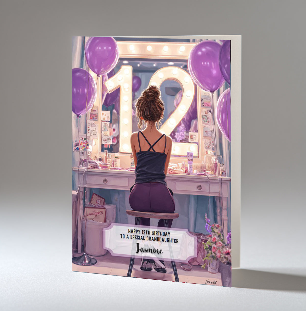 12th Birthday Card For Girls, Daughter, Granddaughter, Niece, Brown Hair, A5 Size,