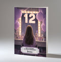 Personalised 12th Birthday Card - Girl at a Dressing Table with Number Lights