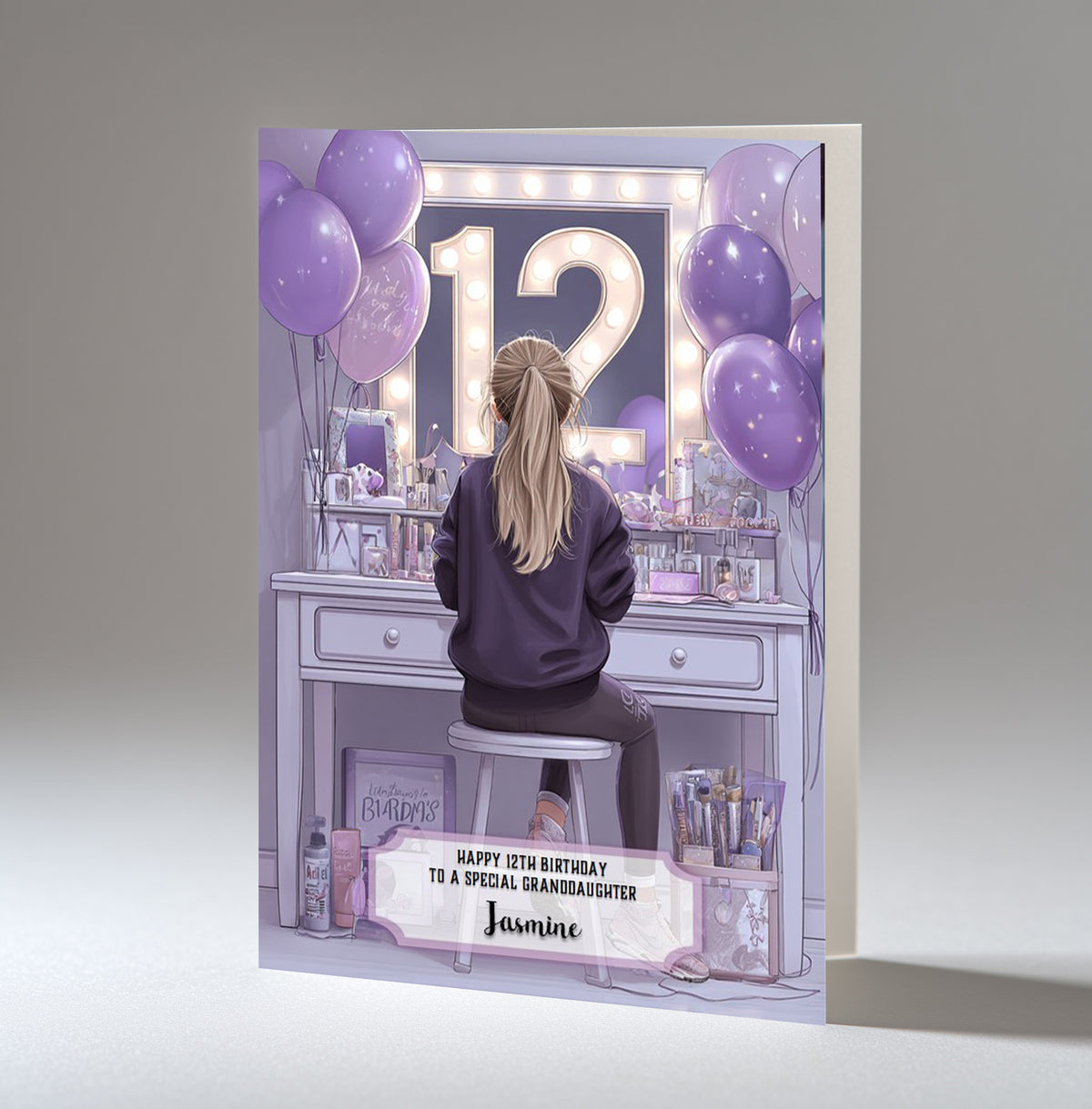 12th Birthday Card Girl, Granddaughter, Daughter Niece, Blonde Hair A5 Size