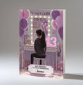 13th Birthday Card Girl, Granddaughter, Daughter Niece, Black Hair A5 Size