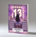 13th Birthday Card For Girls, Granddaughter, Niece, Daughter, Friend, Teenager, Personalised, Dressing Table, Black Hair, A5 in size,