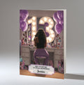 13th Birthday Card For Girls, Granddaughter, Niece, Daughter, Friend, Teenager, Personalised, Dressing Table, Black Hair, A5 in size,