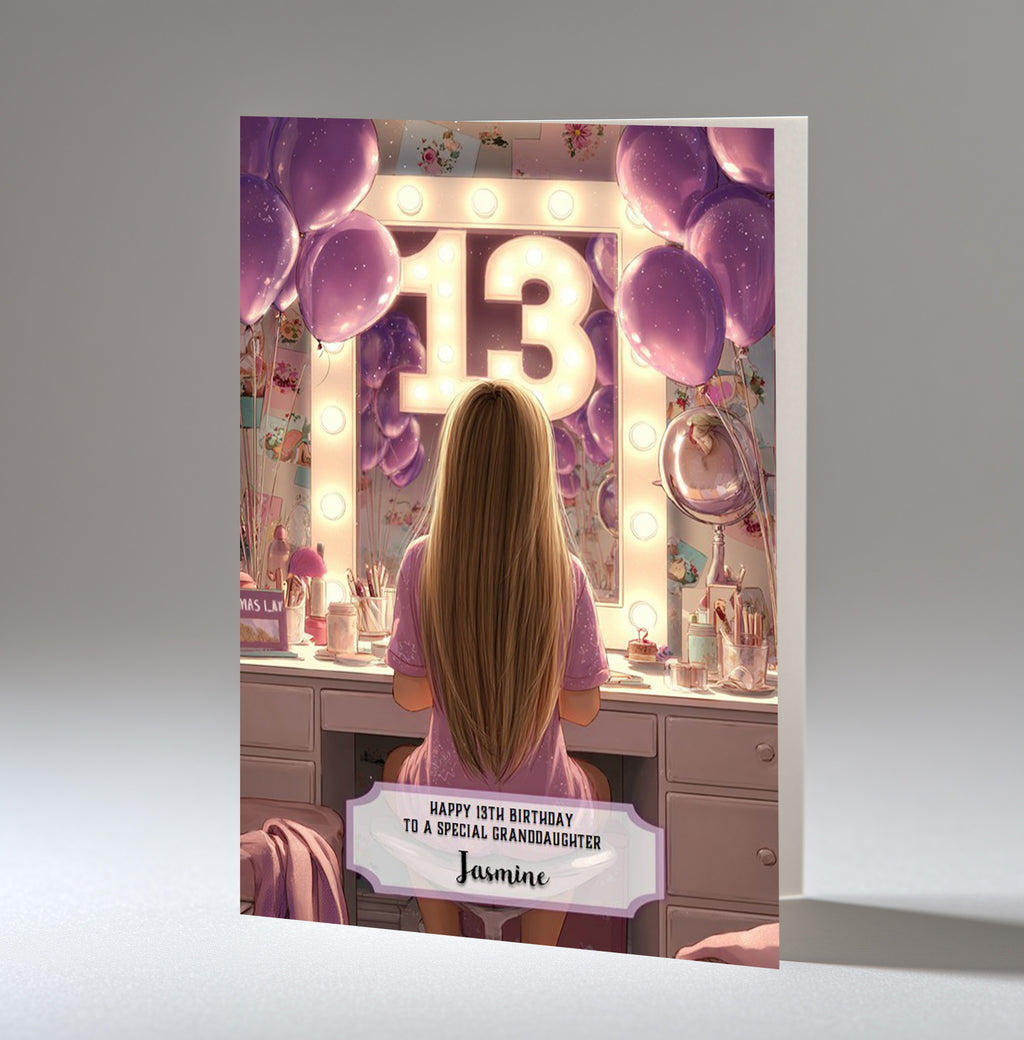 13th Birthday Card Girl, Granddaughter, Daughter Niece, Blonde Hair A5 Size