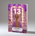 13th Birthday Card For Girls, Granddaughter, Niece, Daughter, Friend, Teenager, Personalised, Dressing Table, Blonde Hair, A5 in size,