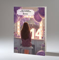 14th Birthday Card Girl, Granddaughter, Daughter Niece, Brown Hair A5 Size