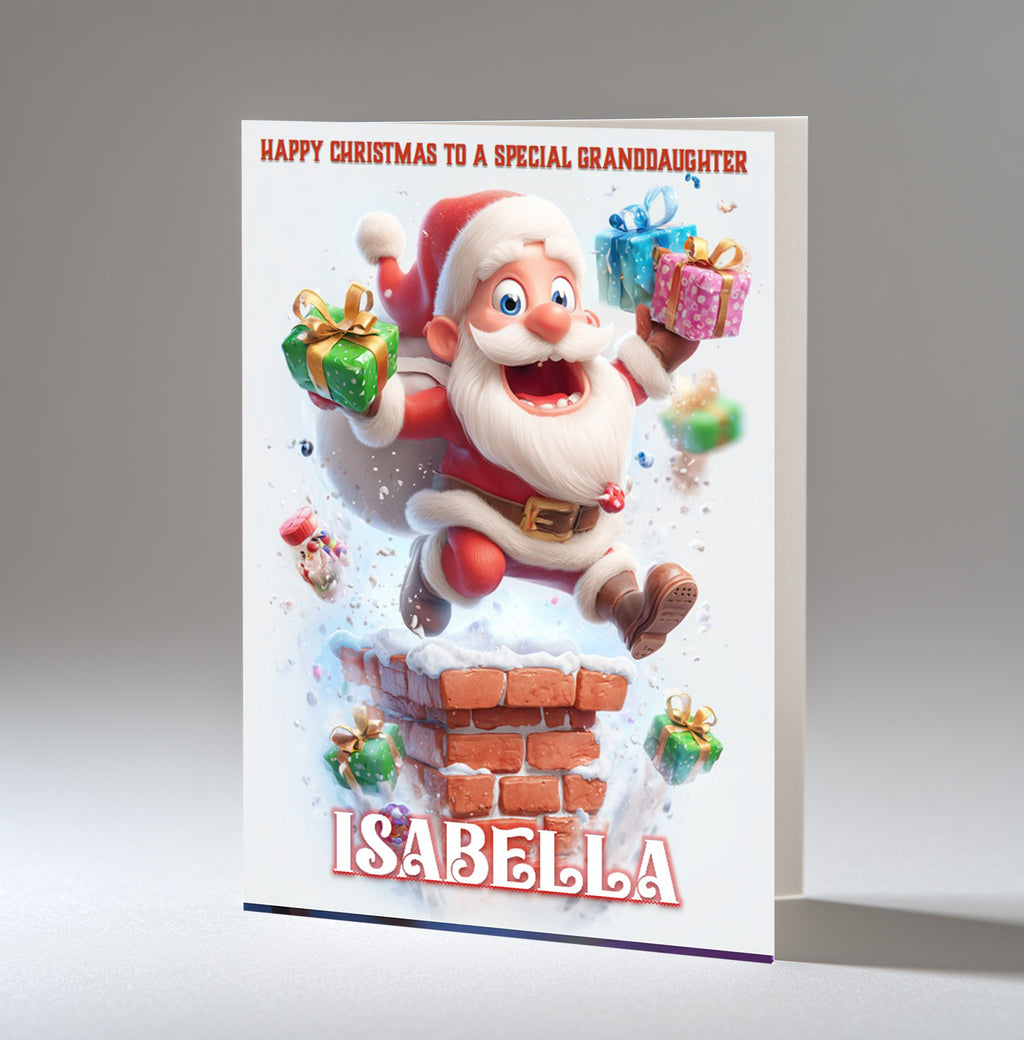 Personalised Christmas Card For Grandson, Granddaughter, Son, Daughter, Nephew, Niece, Brother, Friend, Santa Chimney