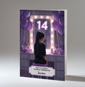 14th Birthday Card For Girls, Granddaughter, Niece, Daughter, Friend, Teenager, Personalised, Dressing Table, Black Hair, A5 in size,