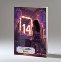 14th Birthday Card Girl, Granddaughter, Daughter Niece, Black Hair A5 Size