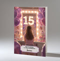 15th Birthday Card For Girls, Granddaughter, Niece, Daughter, Friend, Teenager, Personalised, Dressing Table, Brown Hair, A5 in size,
